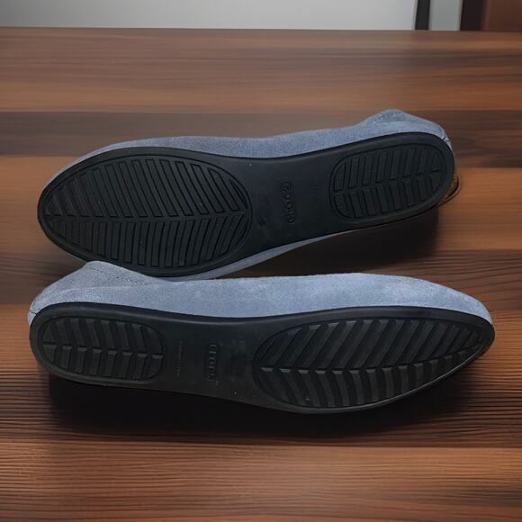 Crocs Womens Marine Faux Suede Ballet Flats Sz 8.5 GrayRubber Boho Stylish - Picture 6 of 8